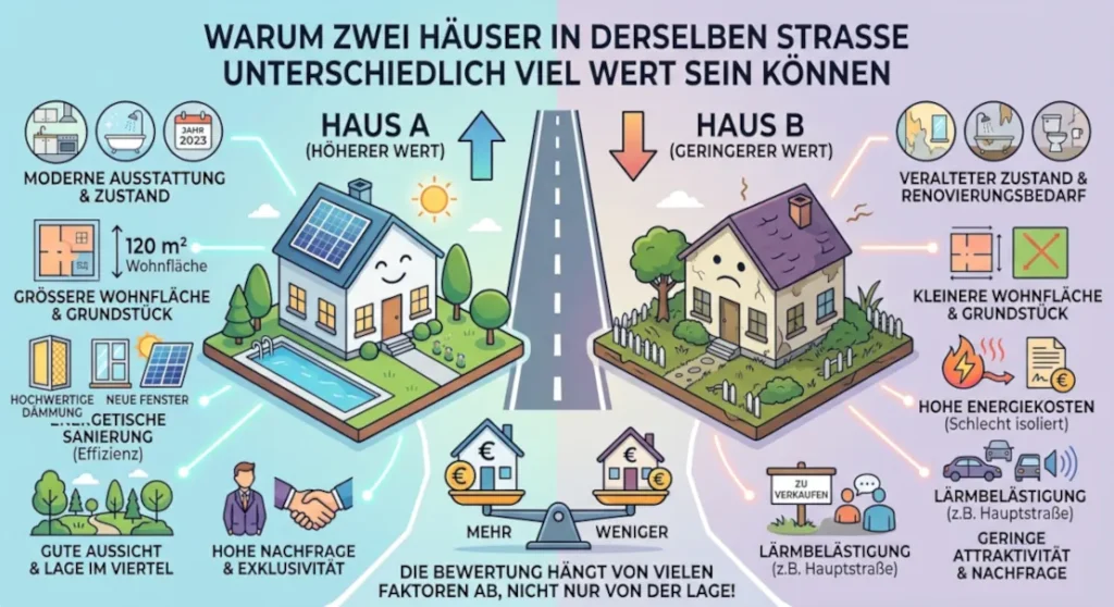 Warum zwei Häuser in derselben Straße unterschiedlich viel wert sein können